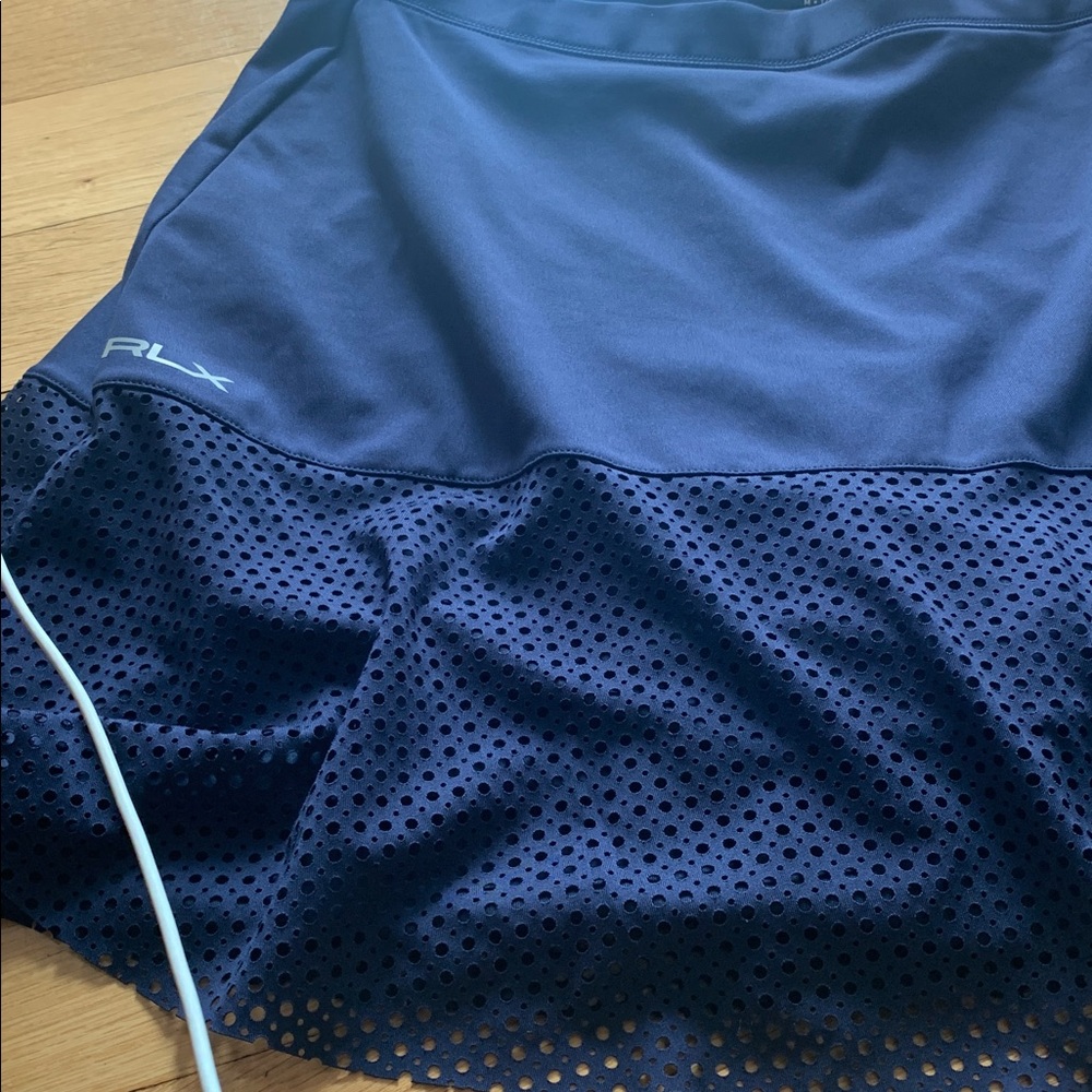 RLX Ralph Lauren Navy Blue Ayelet Panel 17”A-Line Skort Skirt. - Picture 4 of 9